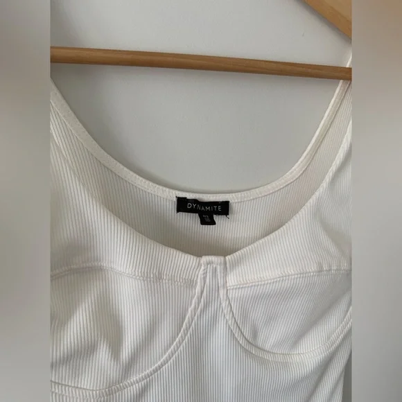 Dynamite Cream Ribbed Bustier Tank - Picture 2 of 4
